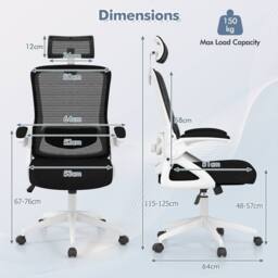 Costway Swivel Office Chair Adjustable Task Chair Mesh Executive Chair in White - thumbnail 2