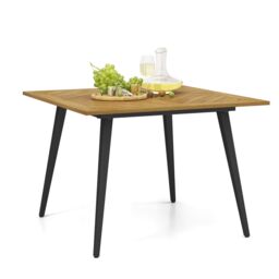 Costway Outdoor Dining Table for 4 Acacia Wood Patio Square Bistro Table w/ Umbrella Hole 107 x 107cm in Natural - Size: 107 x 107 cm - thumbnail 1