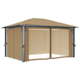 Berkfield Home Gazebo with Curtain 400x300 cm Taupe Aluminium in Beige