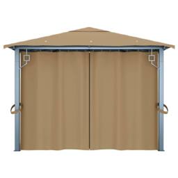 Berkfield Home Gazebo with Curtain 400x300 cm Taupe Aluminium in Beige - thumbnail 7