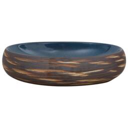Berkfield Home Durable Countertop Basin Brown & Blue Oval 59x40x15 cm Ceramic - Size: 59 x 40 x 15 cm