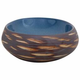 Berkfield Home Durable Countertop Basin Brown & Blue Oval 59x40x15 cm Ceramic - Size: 59 x 40 x 15 cm - thumbnail 5