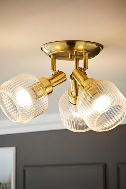 ValueLights Calpe 3 Way Glass Shade Adjustable Spotlight Ceiling Light in Gold - image 1