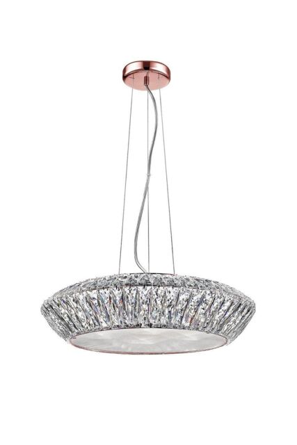 Netlighting Armel 5 Light LED Crystal Rosy Gold Pendant Ceiling Light in Clear