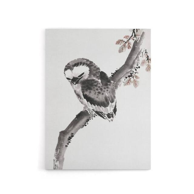 "Artery8 Owl 1841 Album Of Sketches Canvas Wall Art Print Hokusai in Grey - Size: W18"" x H24""" - image 1