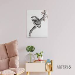 "Artery8 Owl 1841 Album Of Sketches Canvas Wall Art Print Hokusai in Grey - Size: W18"" x H24""" - thumbnail 3