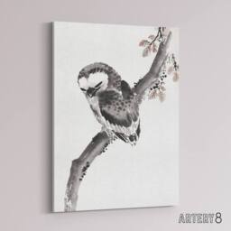 "Artery8 Owl 1841 Album Of Sketches Canvas Wall Art Print Hokusai in Grey - Size: W18"" x H24""" - thumbnail 2