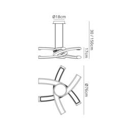 Netlighting Knot Pendant 36W LED 3000K 3600lm Gloss White White Acrylic Chrome - thumbnail 2