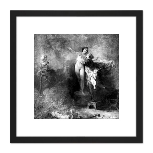 Artery8 Jeanhonore Fragonard Pygmalion & Galatea Painting 8X8 Inch Square Wooden Framed Wall Art Print Picture with Mount in Black - image 1