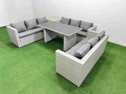 Fimous Patio Outdoor Garden Furniture Sets with Side Table Light Grey - thumbnail 2