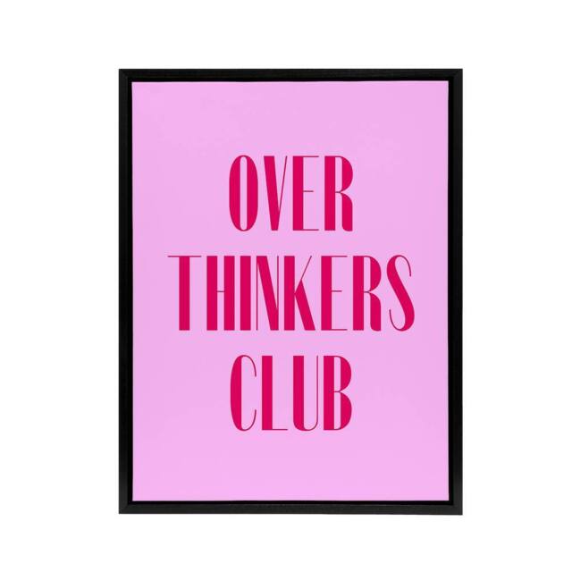 "Artery8 Overthinkers Club Simple Modern Pink Black Framed Canvas Wall Art - Size: W12"" x H16""" - image 1