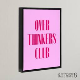"Artery8 Overthinkers Club Simple Modern Pink Black Framed Canvas Wall Art - Size: W12"" x H16""" - thumbnail 2