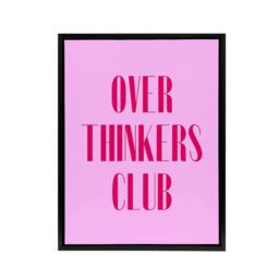 "Artery8 Overthinkers Club Simple Modern Pink Black Framed Canvas Wall Art - Size: W12"" x H16""" - thumbnail 1
