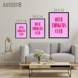 "Artery8 Overthinkers Club Simple Modern Pink Black Framed Canvas Wall Art - Size: W12"" x H16""" - thumbnail 4