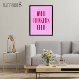 "Artery8 Overthinkers Club Simple Modern Pink Black Framed Canvas Wall Art - Size: W12"" x H16""" - thumbnail 3