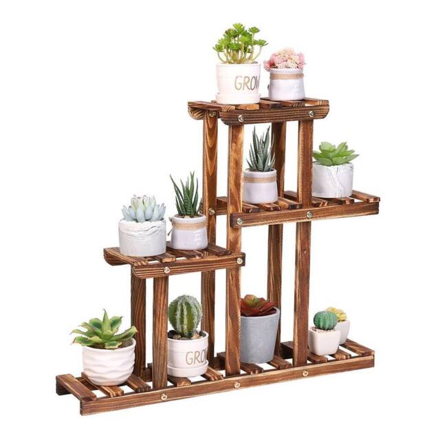 KORVIXA Multi Tier Wood Plant Stand Flower Display Holder Storage Rack in Brown - Size: Medium - image 1