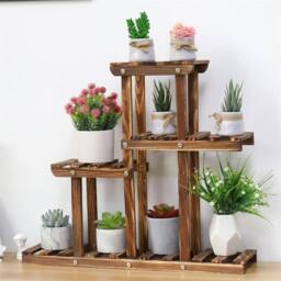 KORVIXA Multi Tier Wood Plant Stand Flower Display Holder Storage Rack in Brown - Size: Medium - thumbnail 5