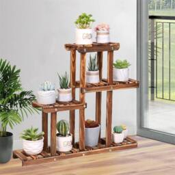 KORVIXA Multi Tier Wood Plant Stand Flower Display Holder Storage Rack in Brown - Size: Medium - thumbnail 3