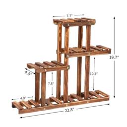 KORVIXA Multi Tier Wood Plant Stand Flower Display Holder Storage Rack in Brown - Size: Medium - thumbnail 2