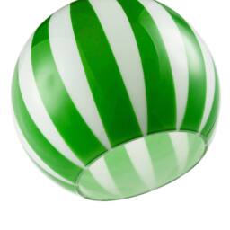 Happy Homewares Coloured & White Striped High Gloss Glass Globe Pendant Light Shade in Green - thumbnail 4