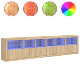 Berkfield Home Sideboard with LED Lights Sonoma Oak 283x37x67 cm in Brown - Size: 283 x 37 x 67 cm - thumbnail 5