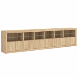 Berkfield Home Sideboard with LED Lights Sonoma Oak 283x37x67 cm in Brown - Size: 283 x 37 x 67 cm - thumbnail 6