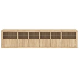 Berkfield Home Sideboard with LED Lights Sonoma Oak 283x37x67 cm in Brown - Size: 283 x 37 x 67 cm - thumbnail 7