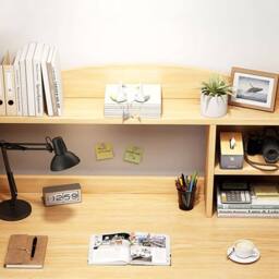 Havendro Computer Desk Study Table Writing Shelves Wooden Laptop in Beige - thumbnail 4