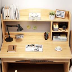 Havendro Computer Desk Study Table Writing Shelves Wooden Laptop in Beige - thumbnail 1