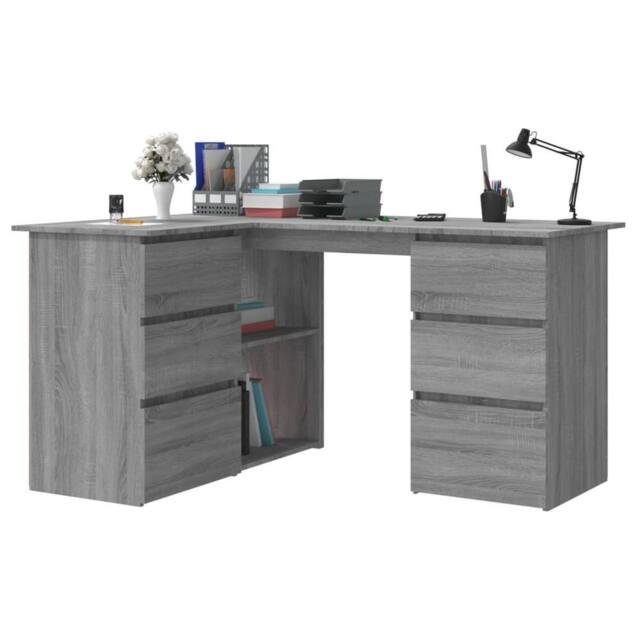 Berkfield Home Elegant Corner Desk Grey Sonoma 145x100x76 cm Engineered Wood - Size: 145 x 100 x 76 cm - image 1