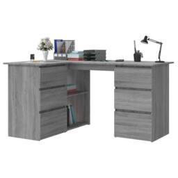 Berkfield Home Elegant Corner Desk Grey Sonoma 145x100x76 cm Engineered Wood - Size: 145 x 100 x 76 cm - thumbnail 1