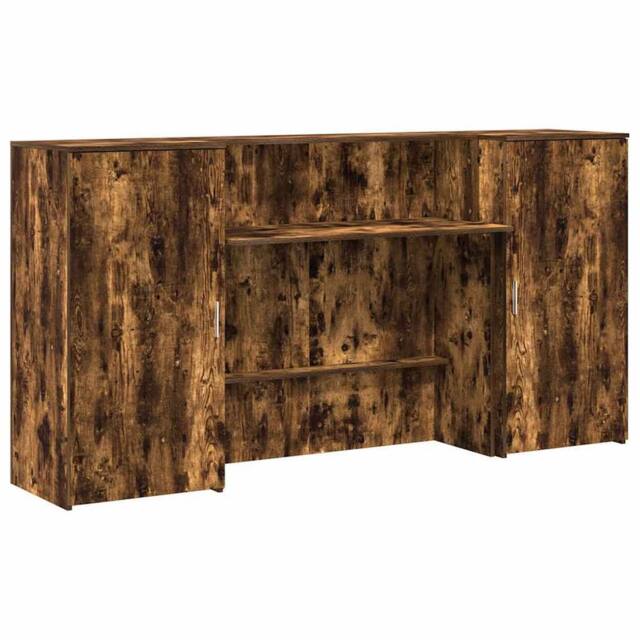 Berkfield Home Reception Desk Smoked Oak 200x50x103.5 cm Engineered Wood in Brown - image 1
