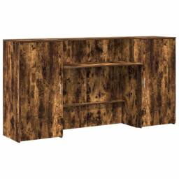 Berkfield Home Reception Desk Smoked Oak 200x50x103.5 cm Engineered Wood in Brown - thumbnail 1