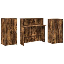 Berkfield Home Reception Desk Smoked Oak 200x50x103.5 cm Engineered Wood in Brown - thumbnail 7