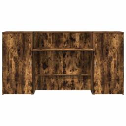 Berkfield Home Reception Desk Smoked Oak 200x50x103.5 cm Engineered Wood in Brown - thumbnail 5