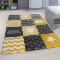 Bravich LTD Checked Rug - Kids in Yellow - Size: 160 cm x 230 cm - thumbnail 1