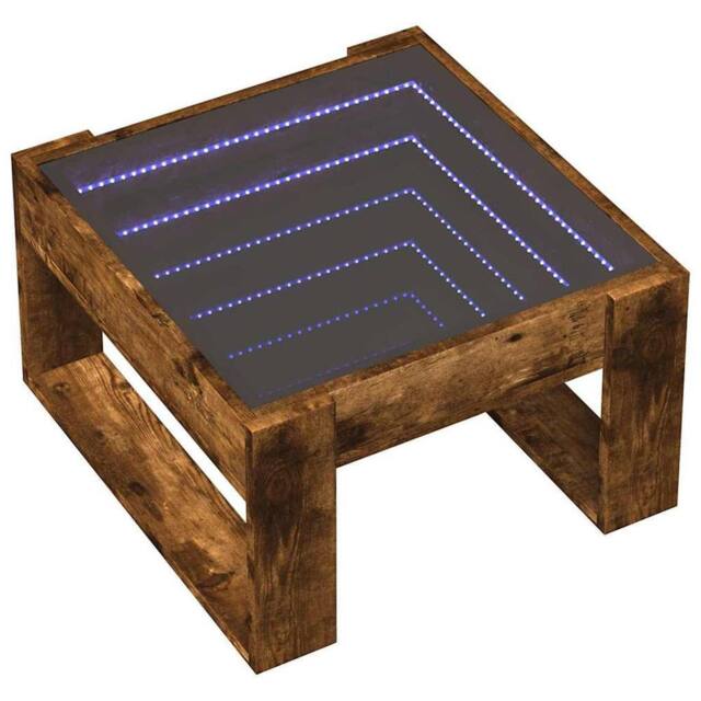 Berkfield Home Decorative Coffee Table with Infinity LED Smoked Oak 50x53x30 cm in Brown - Size: 50 x 53 x 30 cm - image 1