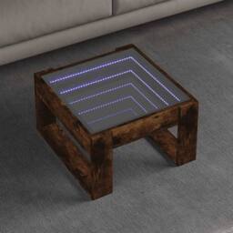 Berkfield Home Decorative Coffee Table with Infinity LED Smoked Oak 50x53x30 cm in Brown - Size: 50 x 53 x 30 cm - thumbnail 2