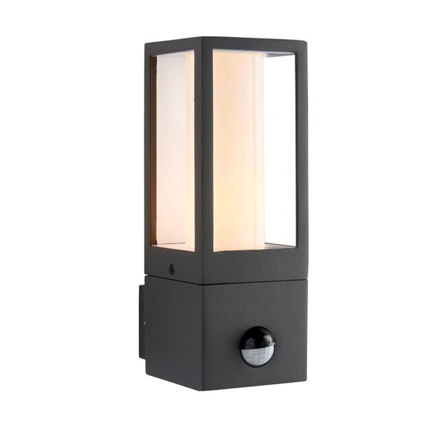 Netlighting Lantern Outdoor Wall Lamp Motion Sensor Textured Grey Paint IP44 - image 1
