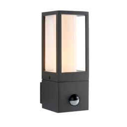 Netlighting Lantern Outdoor Wall Lamp Motion Sensor Textured Grey Paint IP44