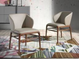 Angel Cerda Dark Mink Leatherette Dining Chair Walnut-Coloured in Beige - thumbnail 3