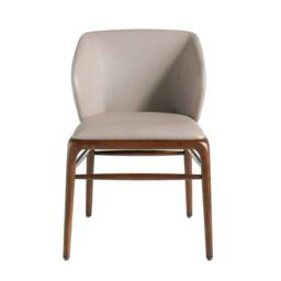 Angel Cerda Dark Mink Leatherette Dining Chair Walnut-Coloured in Beige - thumbnail 2