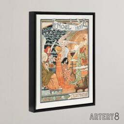 "Artery8 Illustration Newspaper 1893 Christmas Grasset Framed Canvas Wall Art - Size: W12"" x H16""" - thumbnail 2
