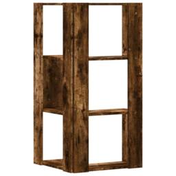 Berkfield Home Corner Bookcase 3-Tier Smoked Oak 50x50x102 cm Engineered Wood in Brown - Size: 50 x 50 x 102 cm - thumbnail 6