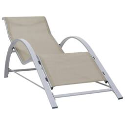 Berkfield Home Sun Loungers 2 pcs with Table Aluminium Cream in Beige - thumbnail 3