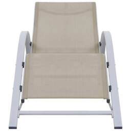 Berkfield Home Sun Loungers 2 pcs with Table Aluminium Cream in Beige - thumbnail 4