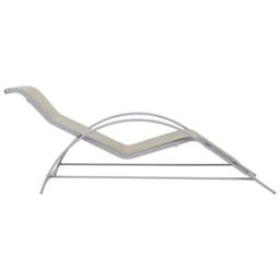Berkfield Home Sun Loungers 2 pcs with Table Aluminium Cream in Beige - thumbnail 5