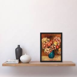 Artery8 Pierre Auguste Renoir Framed Wall Art Print Flowers in a Green Vase in Pink - Size: A4 - thumbnail 2