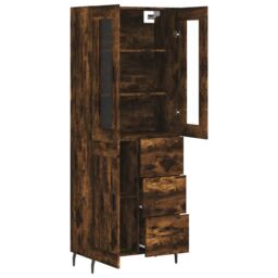 Berkfield Home Highboard Smoked Oak 69.5x34x180 cm Engineered Wood in Brown - thumbnail 4