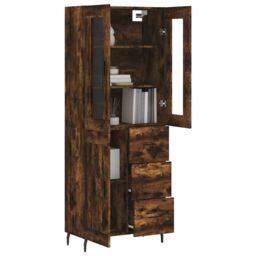 Berkfield Home Highboard Smoked Oak 69.5x34x180 cm Engineered Wood in Brown - thumbnail 3
